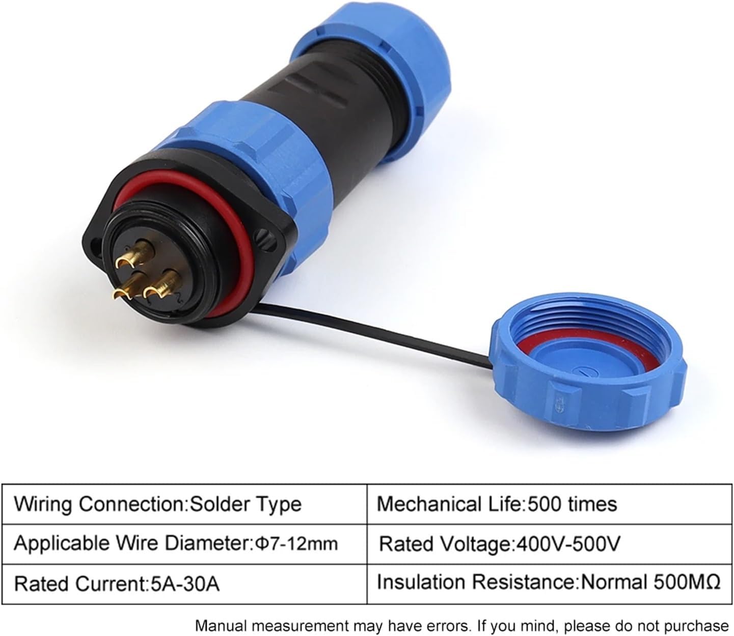 SP21 Aviation Socket IP68 Waterproof Cable Wire Connectors 2/3/4/5/7/9/12 Pin Nut/Flange/Docking Welding(Flange Type,1 Set_4P)