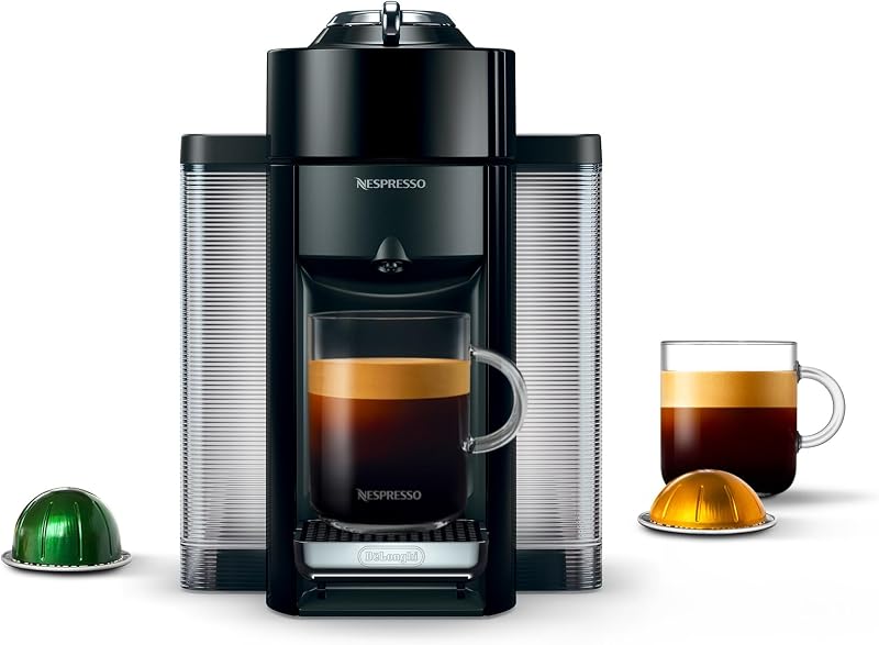 Máquina de café y espresso Vertuo de De'Longhi, Piano Black | Cafetera negra piano que prepara 4 tamaños de tazas con extracción Centrifusion para café de calidad barista y espresso en casa.