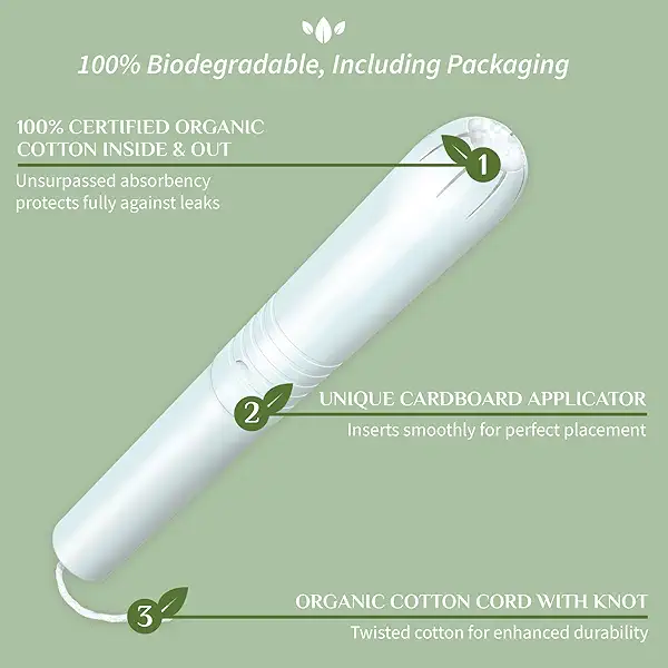 Organyc 100% Certified Organic Cotton Tampons - Cardboard Applicator, Free from Chlorine, Perfumes, Rayon, and Chemicals - Super, 14 Count 2