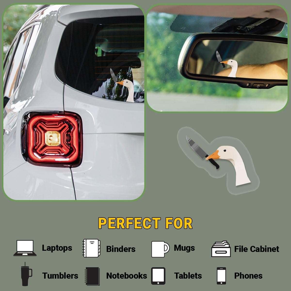 3 Pcs Silly Goose Meme Sticker – Funny Animal Quote UV DTF Waterproof Decal Playful Goose Meme Mirror Vinyl Stickers for Car, Glass, Window, Laptop, Tumbler, Gift for Friends, Teens – 4 Inches (Silly) image 4
