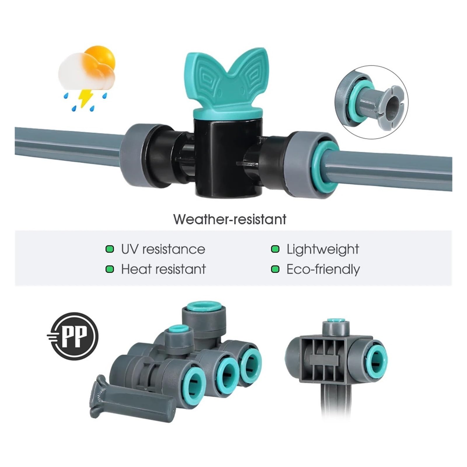 OD-12MM PE PU złączki do rur Quick Push złącza do wody ogrodowej 3/8 ''złączka do węża Adapter zawór kranowy trójnik prosty kolanka(H x5)