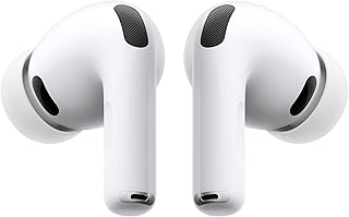 سماعات أذن لاسلكية ايربودز برو 3، مع ميزة إلغاء الضوضاء النشط، مستشعر معدل نبضات القلب، دعم السمع، تقنية البلوتوث وصوت ثلاثي الأبعاد، علبة شحن USB نوع سي مقاومة للغبار والعرق والماء من آبل