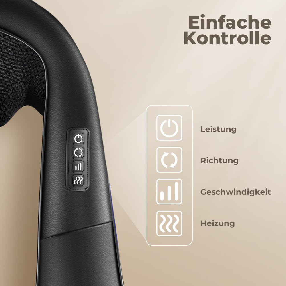 ELEHOT-Store Nackenmassagegerät mit Wärme, Shiatsu Massagegerät Nacken Schulter Rücken Taillen Beine Fuß und Muskelmassage, Einstellbaren Geschwindigkeiten Massagegerät zu Hause Büro Auto