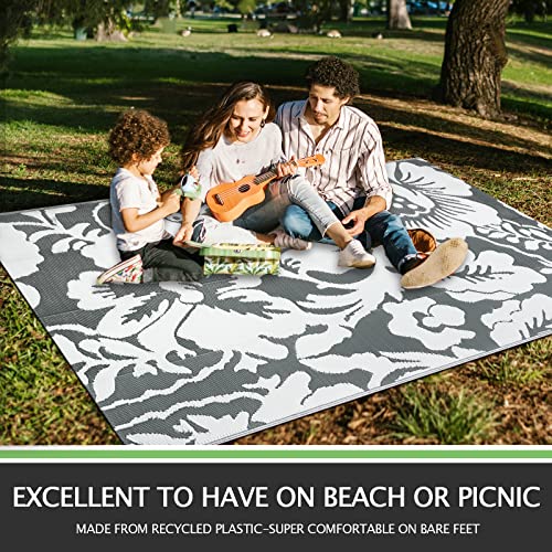 Capslpad Floral Outdoor Rug For Patios Clearance 5'X8' Outdoor Patio Rug Reversible Mat Waterproof Plastic Straw Rug Outdoor Rug W/Carry Bag Rv Camping Rug For Porch Backyard Deck Garden Beach Picnic #TOP5