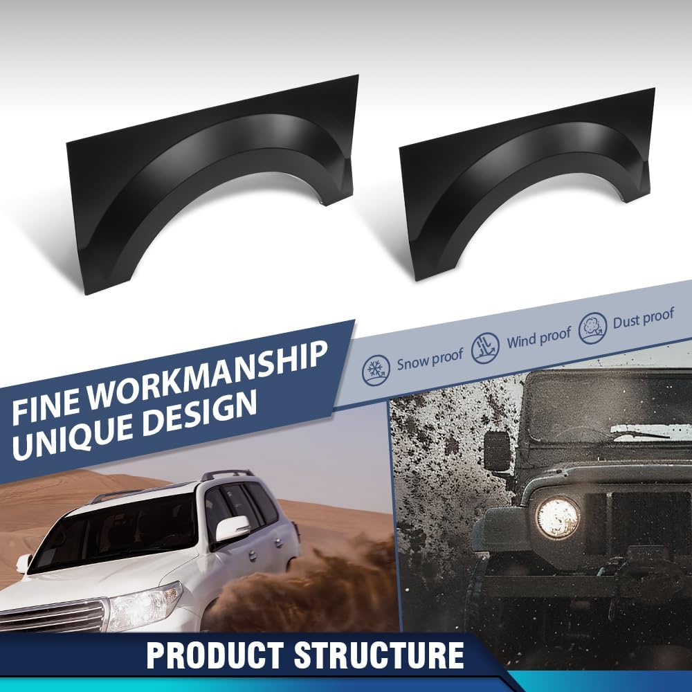 PIT66 Rear Upper Wheel Arch Repair Panels Left & Right Pair Compatible with Ford F150 Truck 2004 2005 2006 2007 2008, Fit Ford F150 Super Crew/Crew Cab/Regular Cab Black