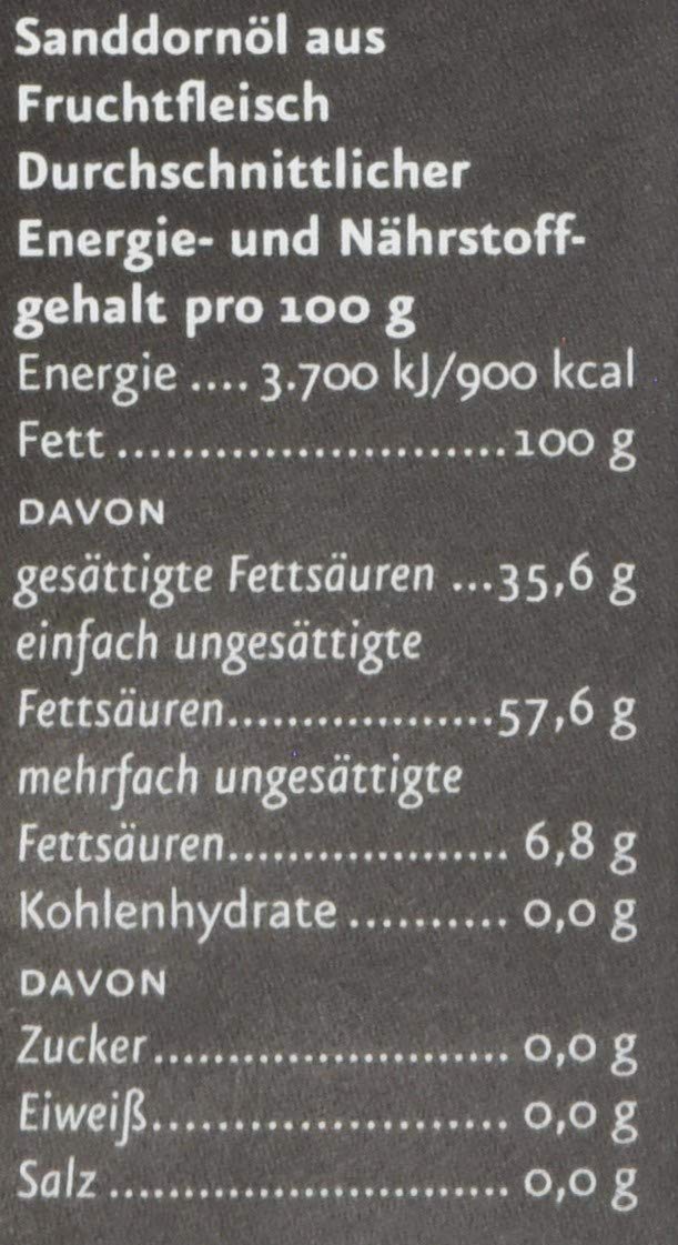 Ölmühle Solling Sanddornöl aus Fruchtfleisch SANDDORN-FRUCHTFLEISCHÖL nativ kaltgepresst - 100ml BIO
