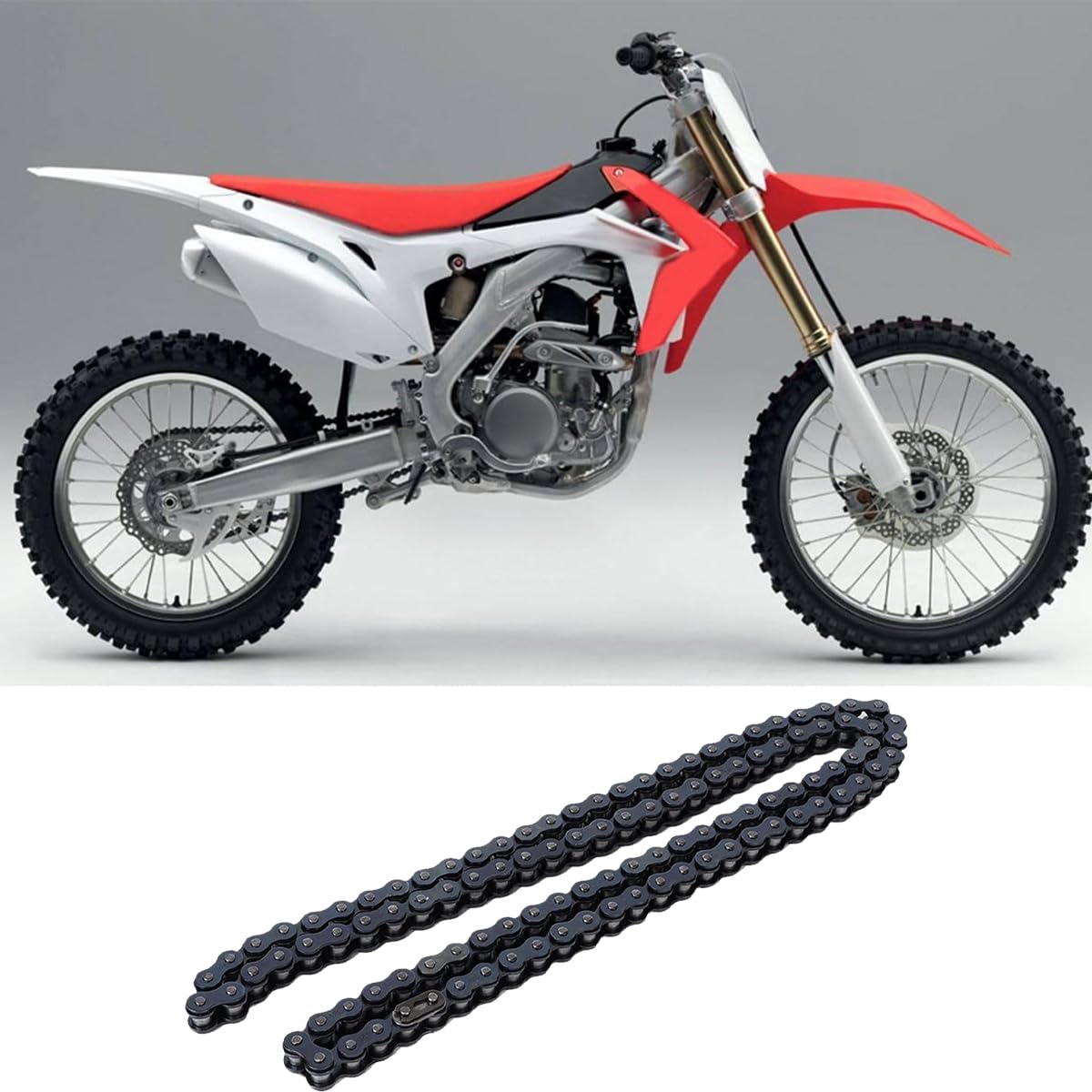 Cadena 428 108 izquierda de repuesto para 50cc, 110cc, 125cc, 250cc, ATV, Quad, Pit Dirt Bike, Go Kart, cadena de metal para motocicleta, negra, 0,786 g