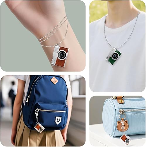 Miniatura 3 de Mini cámara con llavero, pequeño broche retro, cámara digital pequeña de 1080P con tarjeta de 32 GB, grabadora de video de bolsillo nostalgia