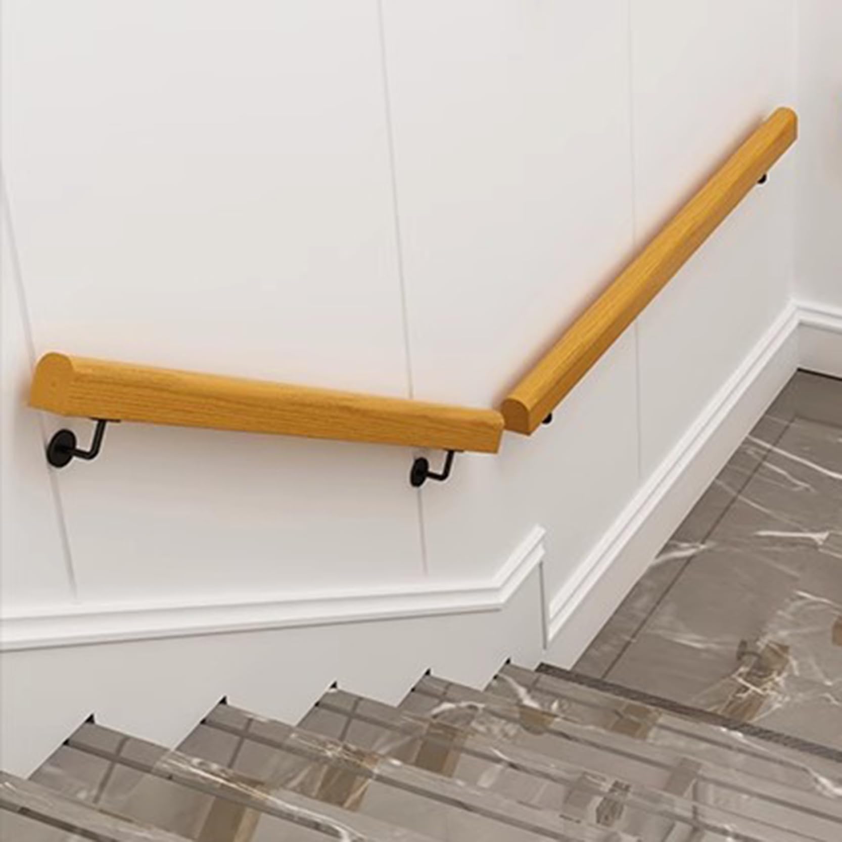 Rambarde d'escalier en bois massif de 140 cm avec supports