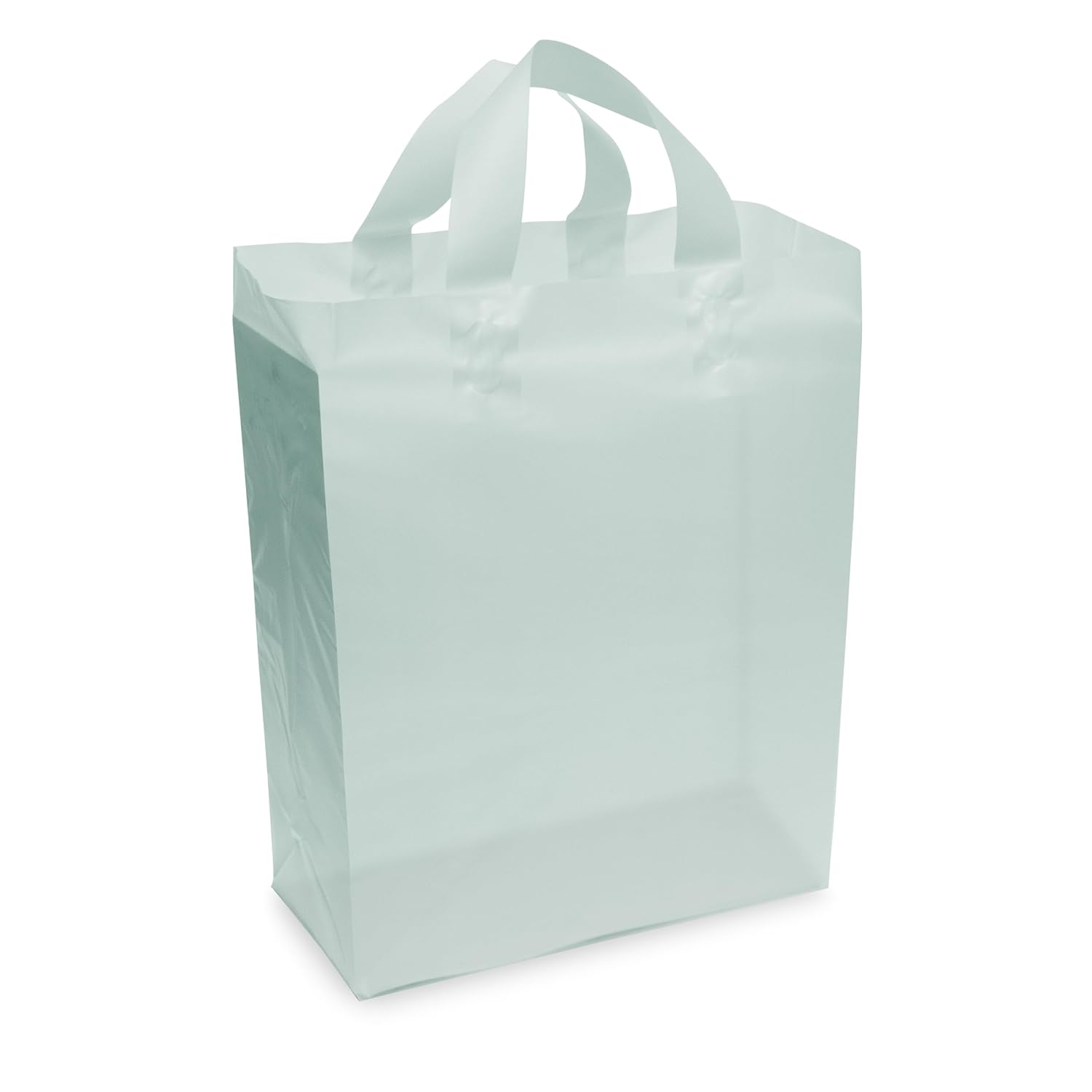 Prime Line Packaging Plastic Gift Bags, Frosted Gift Bags with Handles for Small Business, Reusable Tote Bags for Grocery, Goodies, Cloth, Merchandise, Bulk, 10x5x13, 100 Pack - Image 5