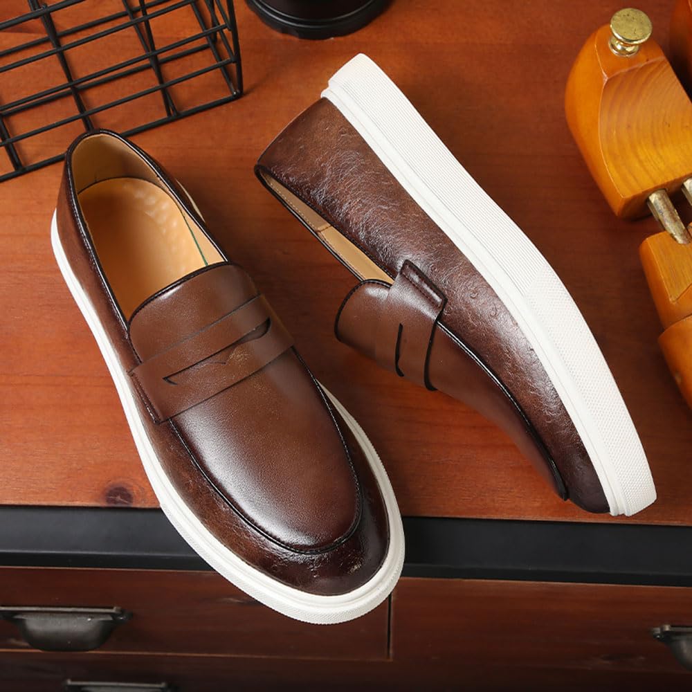 British Elegance - Mocasines de piel para hombre, estilo retro, informal, sin cordones, de Ying LUN Le Fu