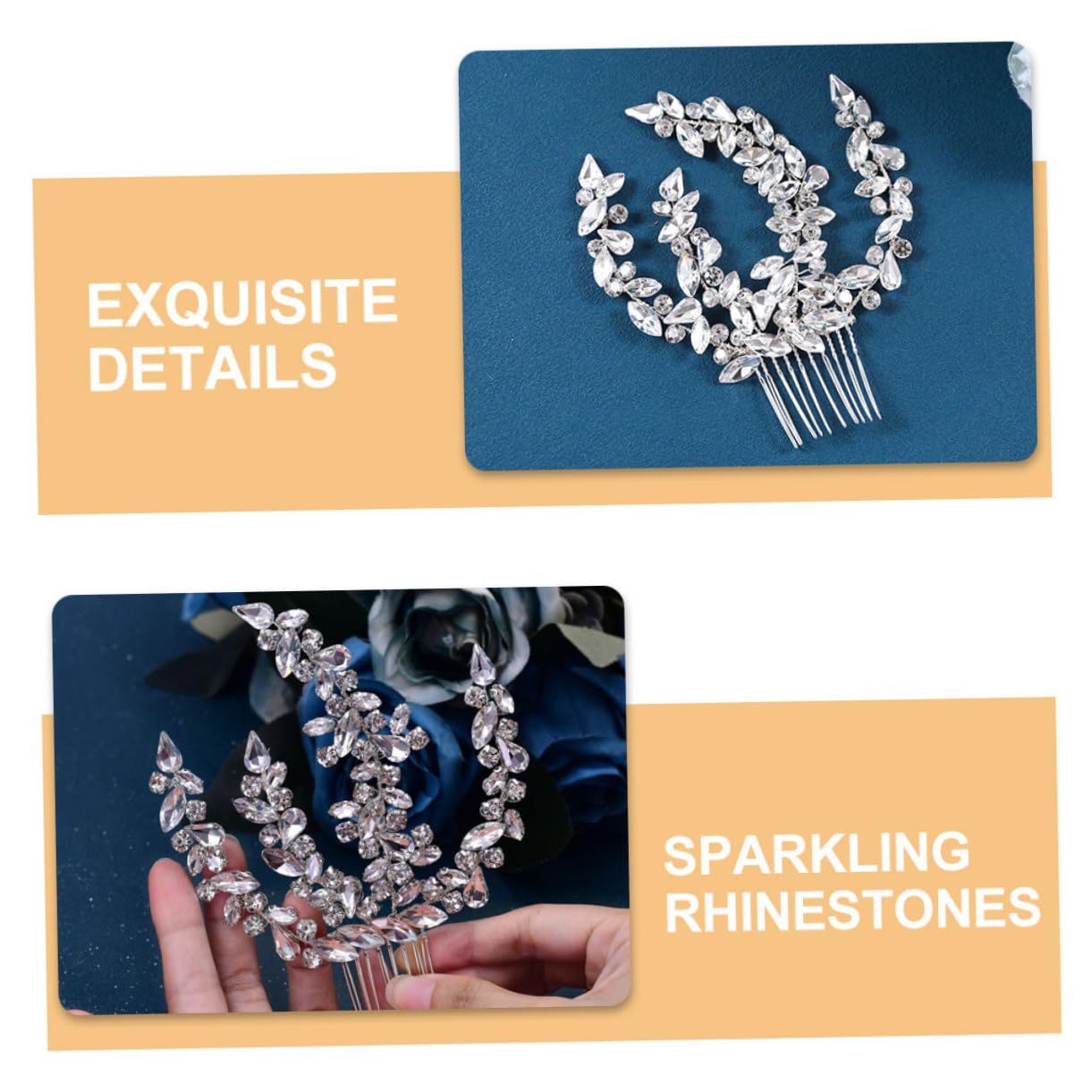 Fancy Hair Combs Rhinestones Sparkly Decorative Metal Side Clips Barrettes for Women Girls