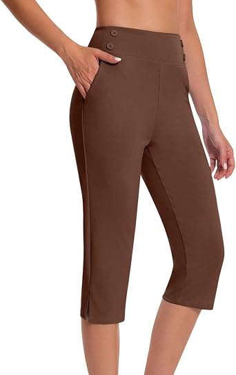 Capri Pants for Women Dressy Casual Stretch Work Capris Straight Leg Golf Dress Pant Summer Cropped Trousers