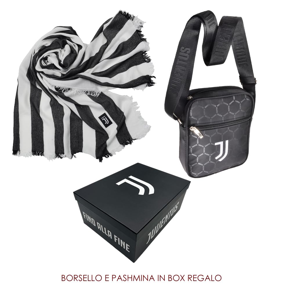 Set Box Idea Regalo Natale o Compleanno, 2 prodotti JUVENTUS, Sciarpa e Borsello, Prodotto Ufficiale JUVENTUS 134008