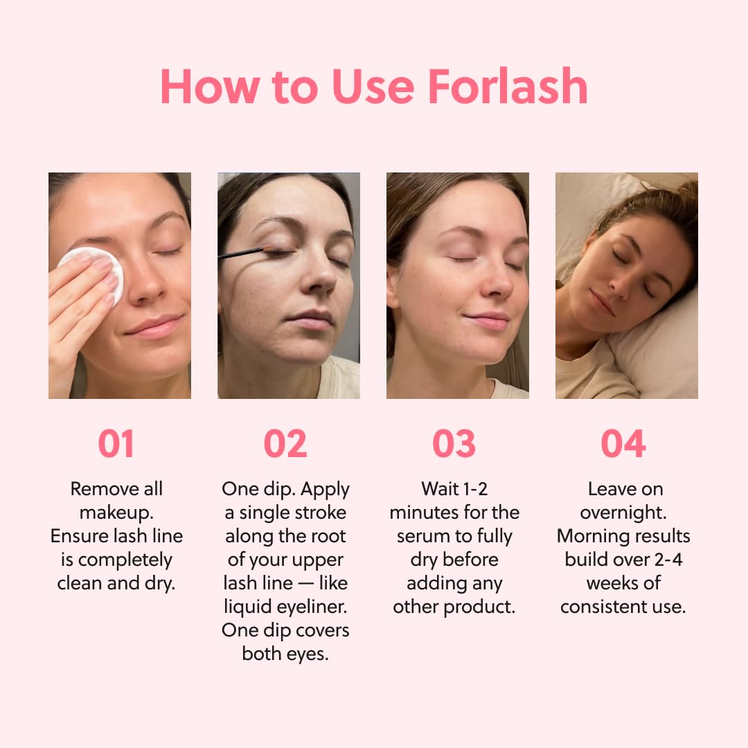 ForChics ForLash Eyelash Growth Serum – Lash Booster for Fuller, Thicker and Longer Eyelashes - Organic Lash Enhancer & Thickener | Wegański & Cruelty-Free [3 ml]