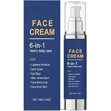 Yeardera 6-in-1 Mens Face Cream with Collagen & Hyaluronic Acid, Age-Defying Moisturizer for Sensitive Skin, Daily Face & Eye Cream to Reduce Look of Dark Circles, Puffiness and Bags, 1.76 fl oz