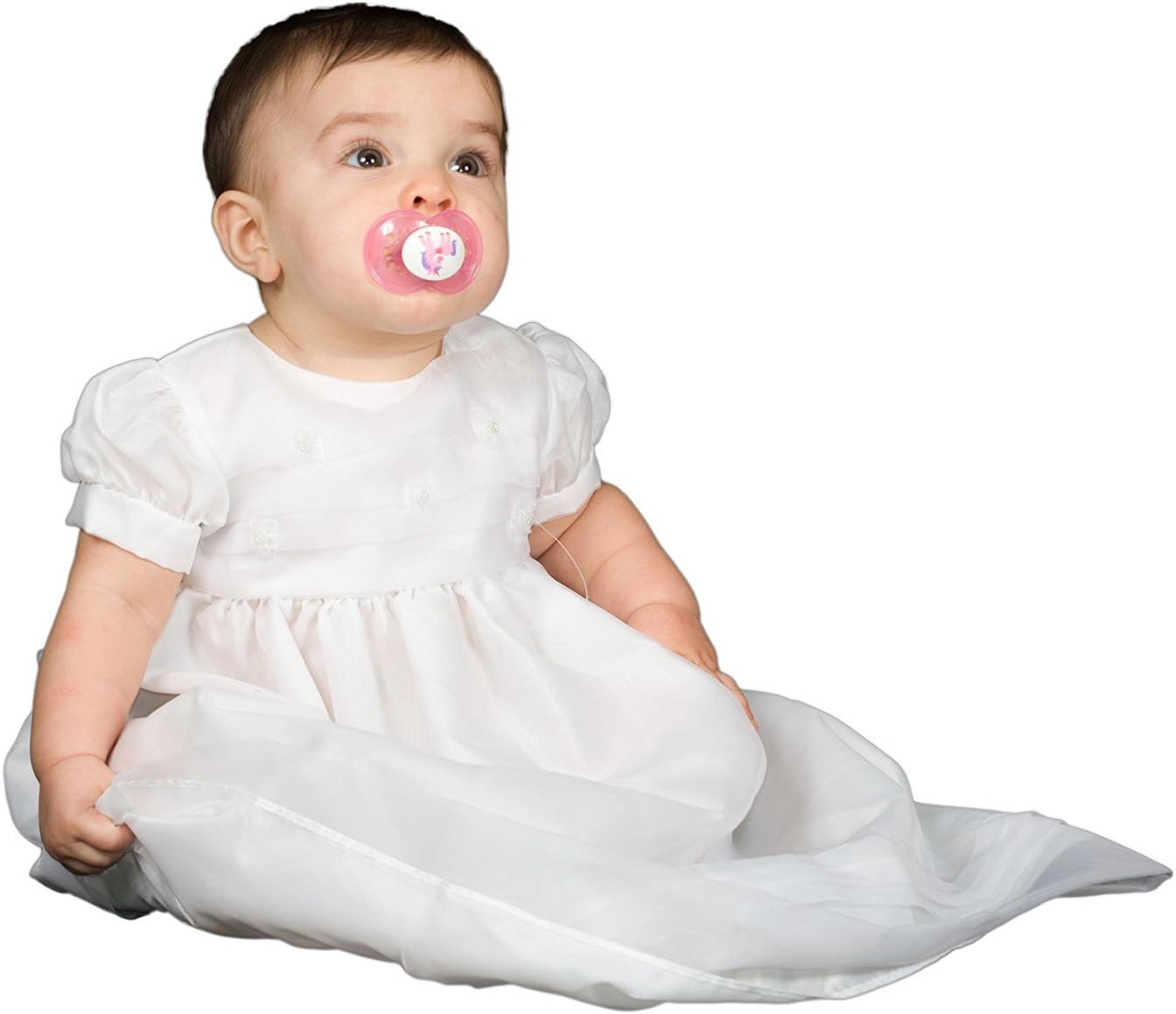 The Children's Hour Baby Girls White Fully Lined Sheer Organza Gown, 3m - 24m