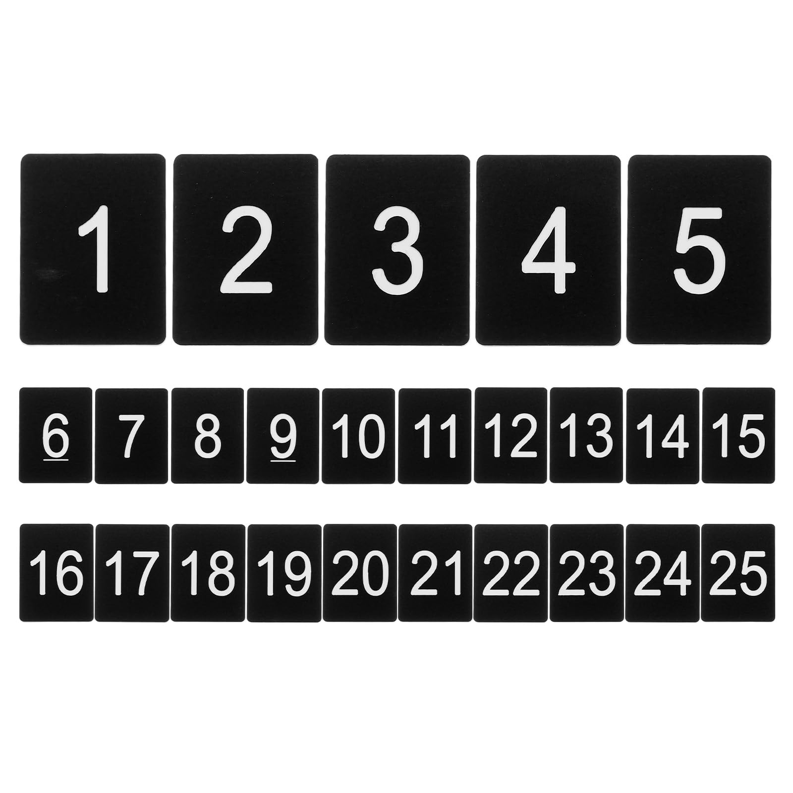PATIKIL 25PCS Rectangle Number Tags 1-25, 3x4CM Table Number Key Tags Plastic Numbered for Organizer Drawing Prizes Field Sales Clothes Labels, Black