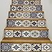AILEGOU Stair Stickers Decals Brick Staircase Decals Removable Tile Stair Risers Decals Decor Peel and Stick Stairs Bakeplash Decals for Stair 39.3Inch x 7.08Inch x 6Pcs (Blue)