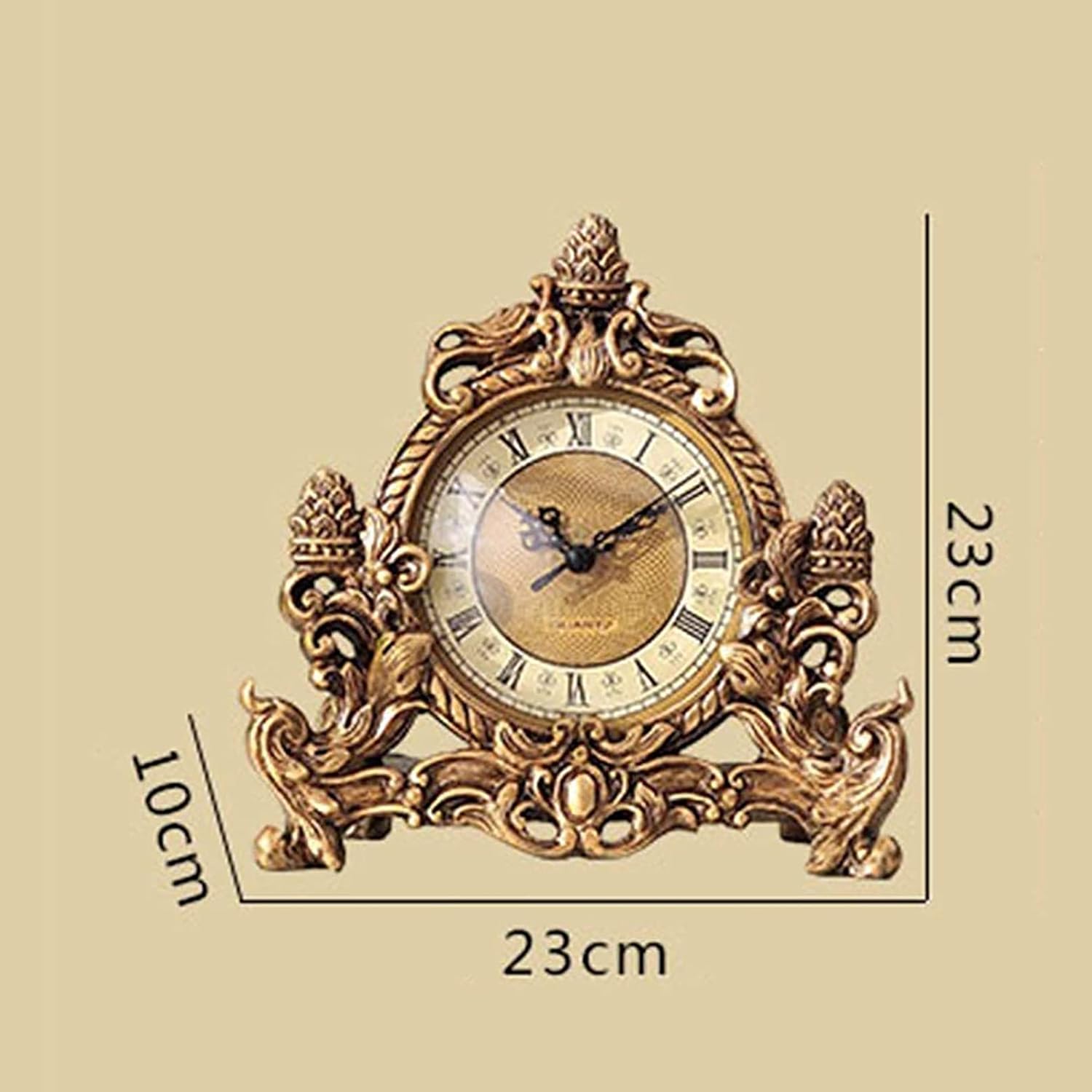 Retro European Style Fireplace Clock Decorative Quartz Battery Clock for Home Kitchen Living Room, Mantel Clocks,
