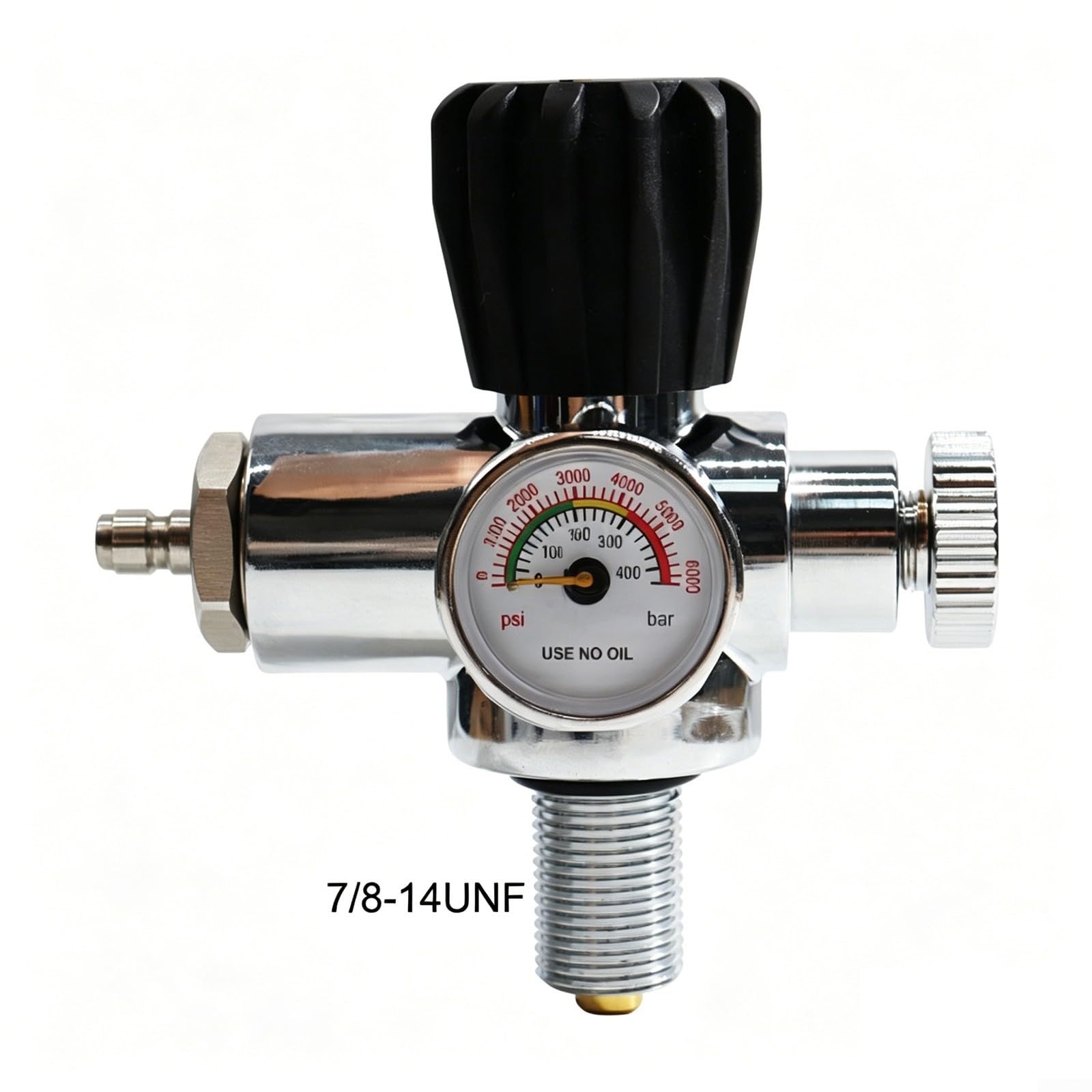 ARA Cilindro Doppio Manometro Scala 400 Bar 6000 Psi Per M18x1.5 5/8-18 Unf 7/8-14 Unf Valvola Riempimento Adattatore Con Anelli in Gomma Nero (7/8)