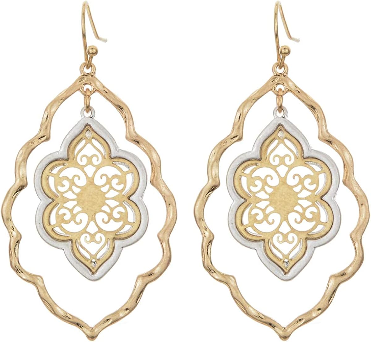 Gold Filigree Cut-out Dangling Chandelier Earrings for Women Dangling Tassel Jewelry Gifts for Sisters Mom Friends