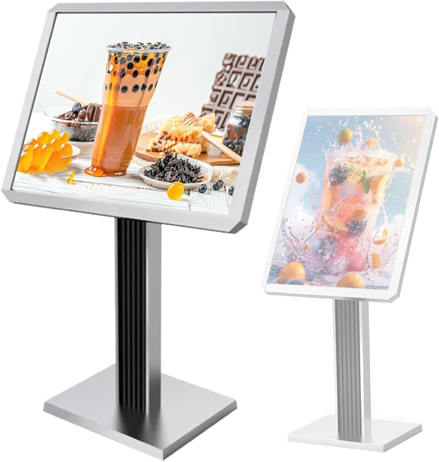 HajMyrdonyx Floor Sign Holder Stand, Heavy Duty Pedestal Sign Stand Menu Poster Message Advertisement Display Holder Horizontal/Vertical Adjustable for Restaurant,Malls,Schools Grey-60 * 80cm