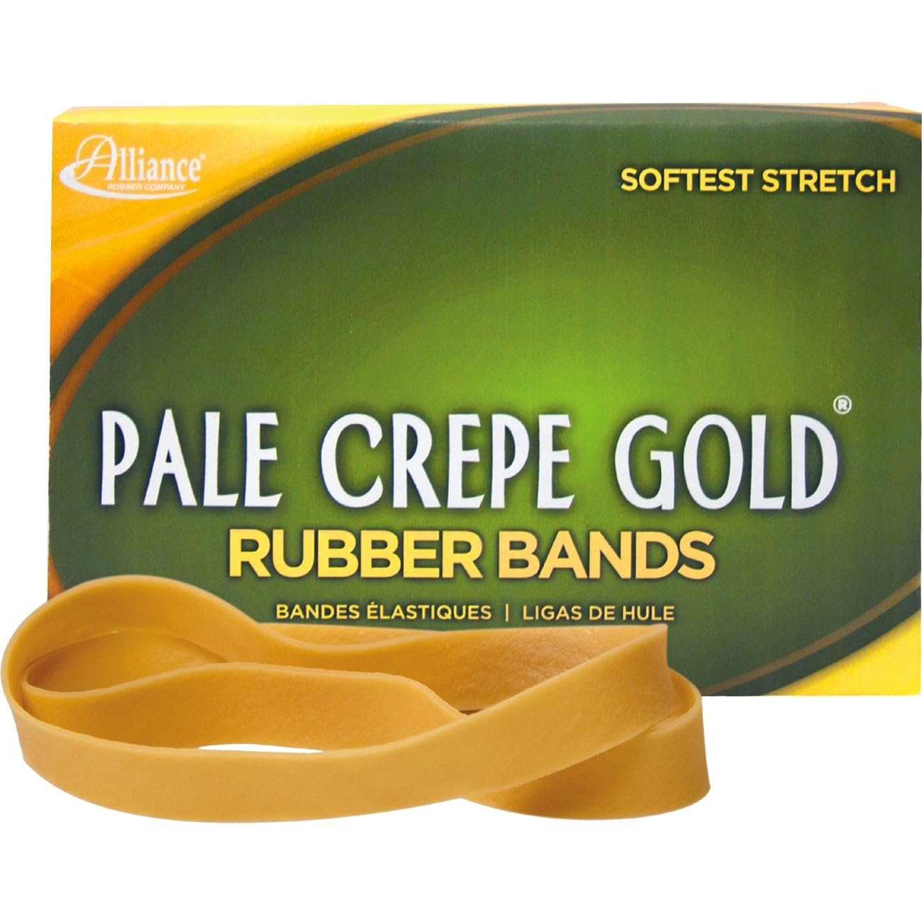 Alliance Rubber 21055 Pale Crepe Gold Rubber Bands Size #105, 1 lb Box Contains Approx. 95 Bands (5" x 5/8", Golden Crepe)