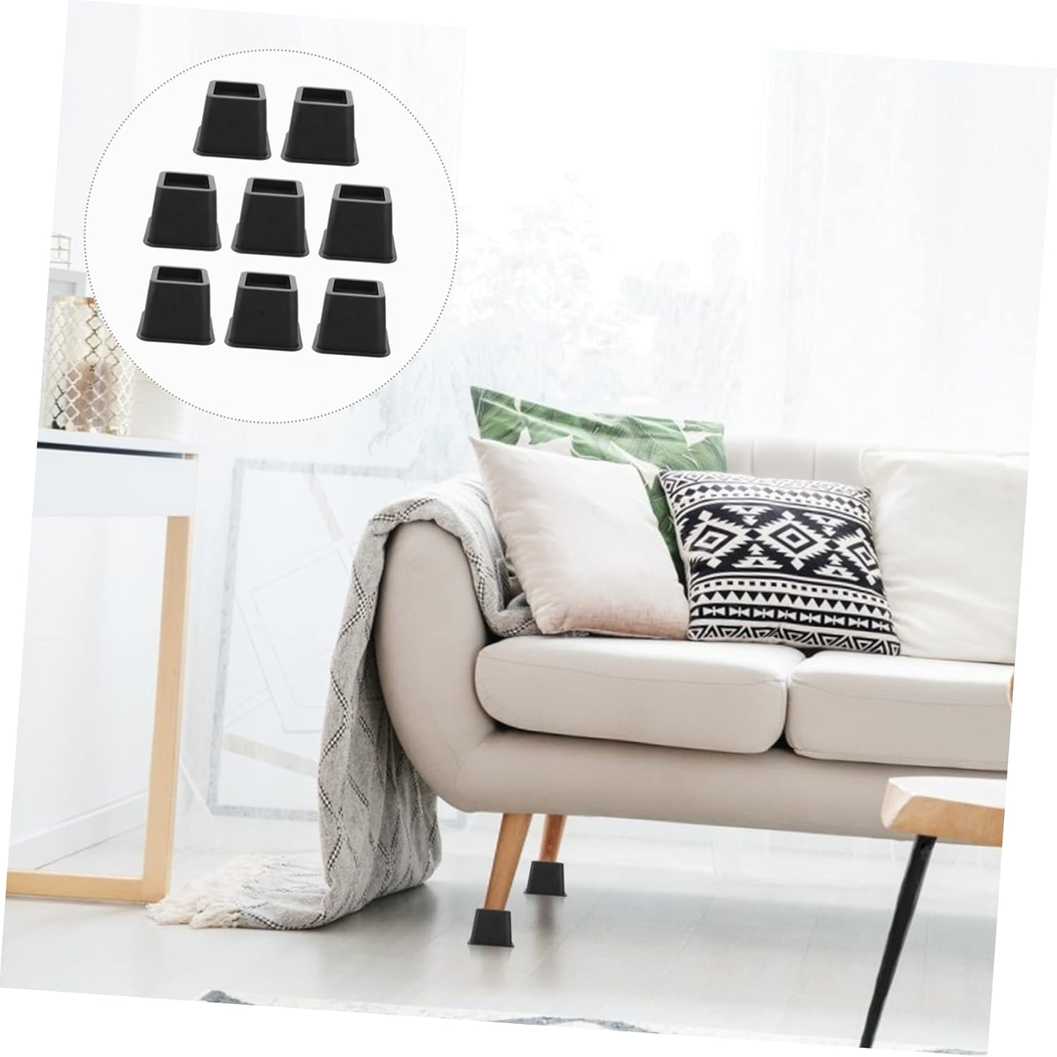 8pcs Sofa Foot Pads Sturdy Furniture Riser Easy to Install Skid-Resistant Protects Floor Reduces Friction for Home School Library