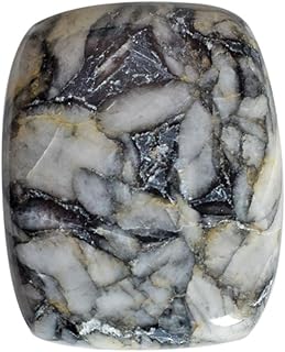 SilverO Natural Pinolith Rectangle Shape Cabochon Size 25x20x5 MM Loose Semi Precious Flat Back Side Pendant Jewelry Making Gemstone