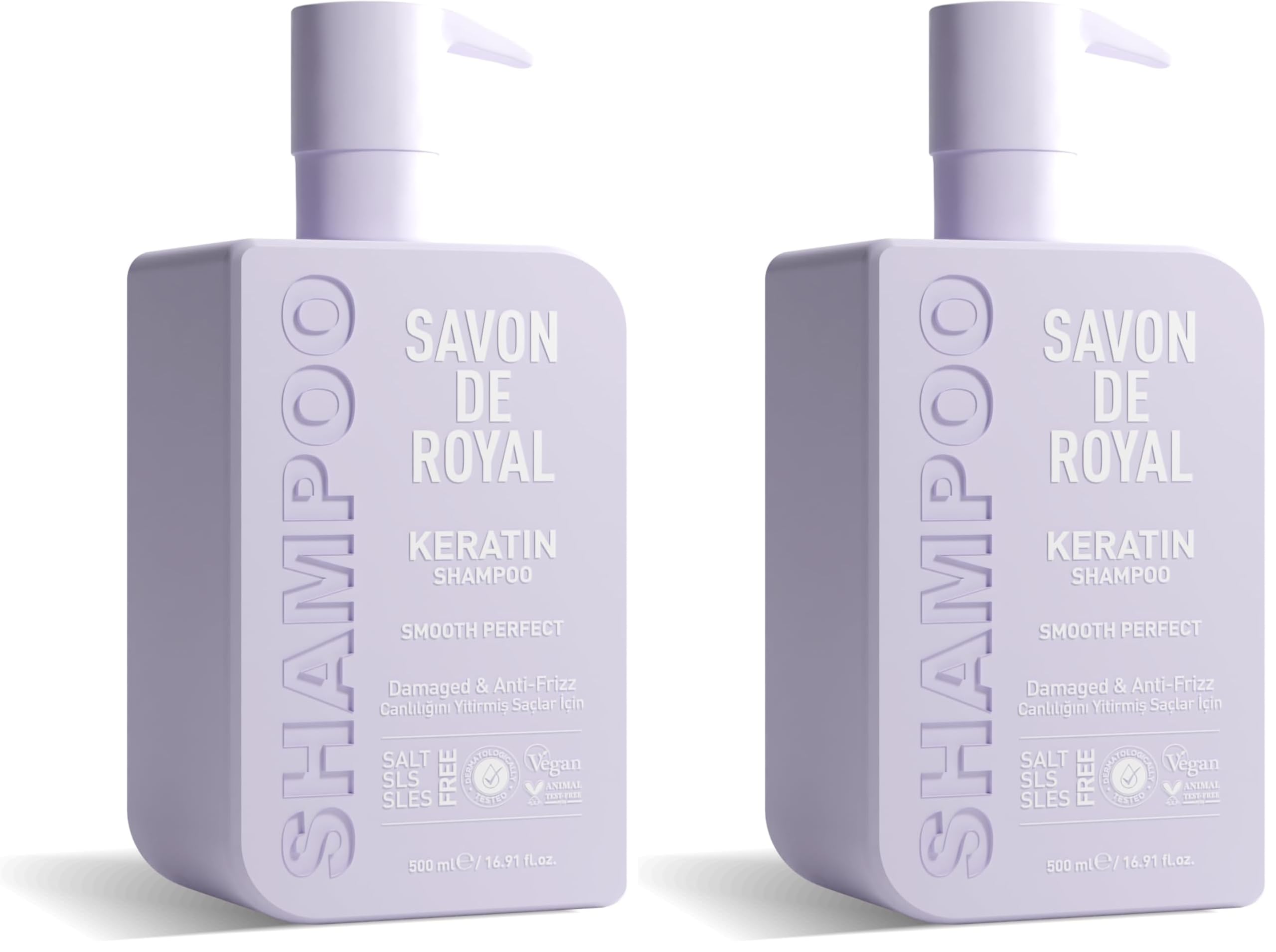 Savon de Royal Miracle Şampuan 500 ml | Canlılığını Yitirmiş Saçlar | Pürüzsüz Etkili | Keratin Yağı | Tuz Içermez (2 paketi)