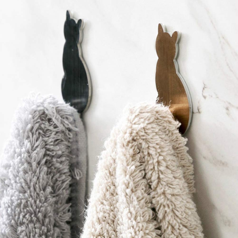 Ganci A Parete A Forma Di Gatto - 2 Pezzi - Adesivo Autoadesivo - Per Cucina, Bagno - Nero - Foto 7