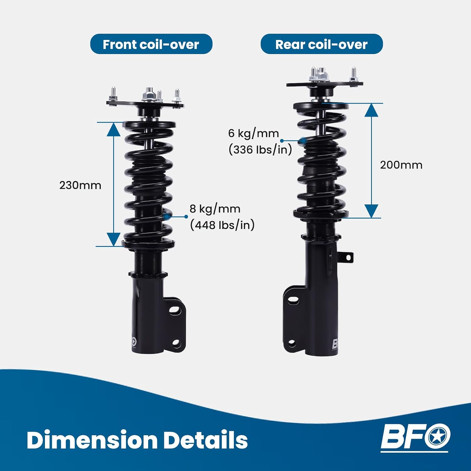 BFO Coilovers for Toyota Corolla 1987-1999 E90 E100 E110 AE92 AE101 AE111, Ride Height Adjustable Coilovers Suspension kit, Preset Damping Shock Absorber Struts, Lowering Kit Black