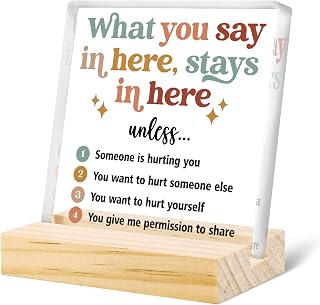 Therapy Office Decor Acrylic Positive Plaque With Wood Stand Desk Decor Sign Psychology Decoration For School Counselor Mental Health Nurse Office