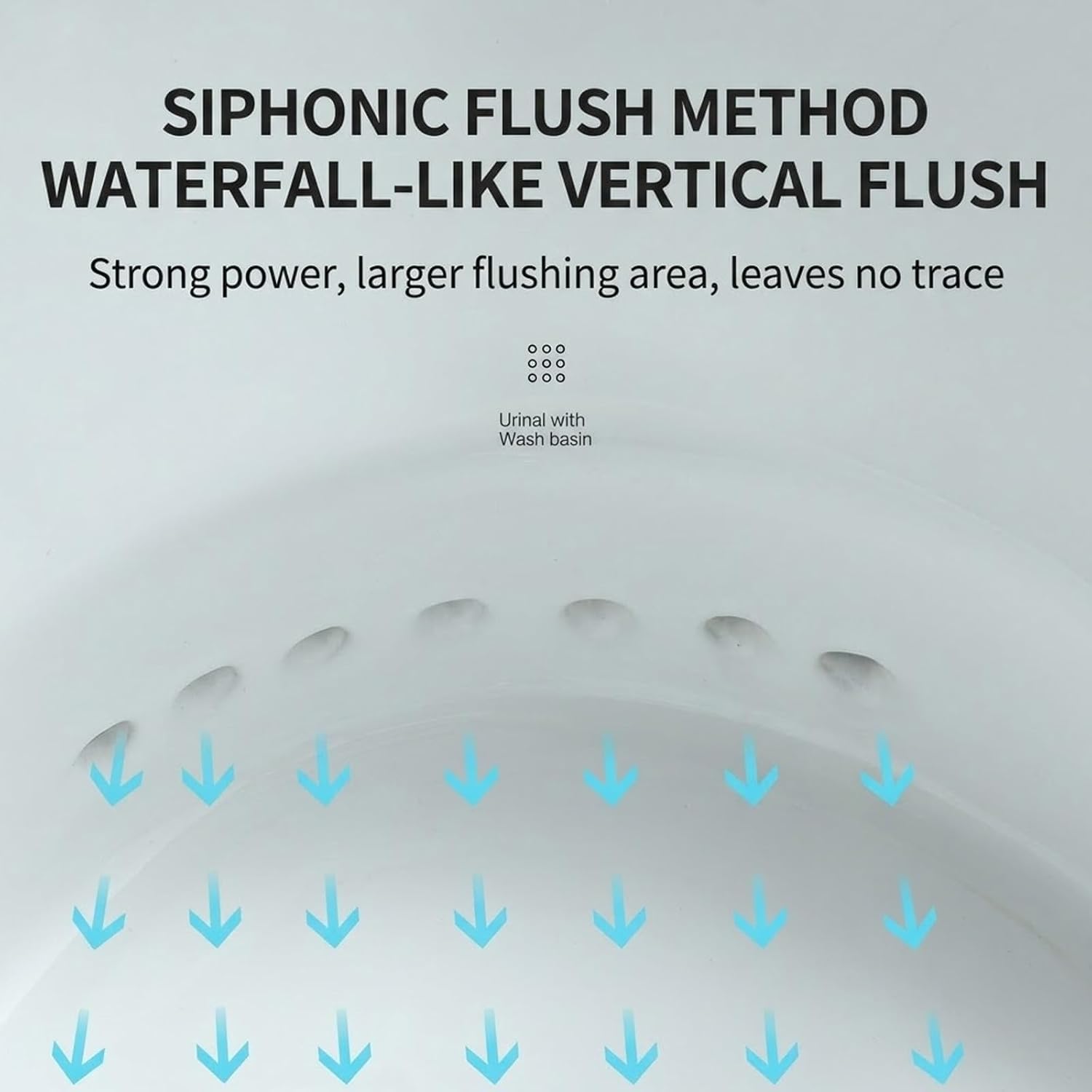 Ceramic Wall / Floor Urinal with Faucet, 2-in-1 Hand Wash Sink and Toilet | Water-saving recycle toilet. Siphonic waterfall flush. Splash-proof rim Easy-clean gloss(Wall Mount,Single Cold Faucet)