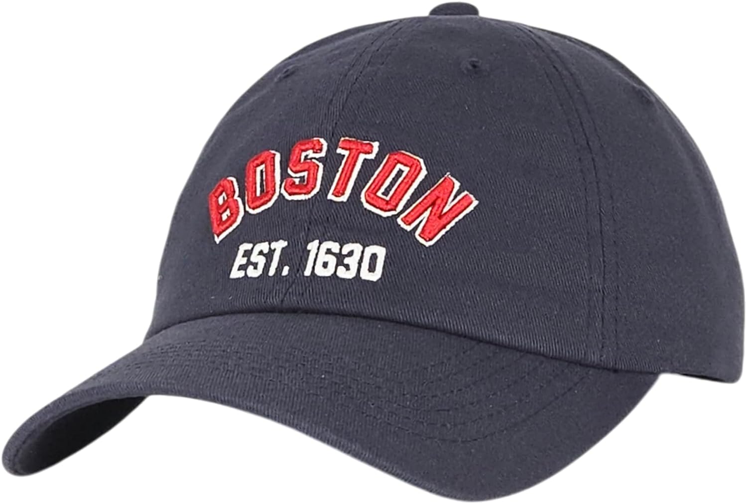 Boston EST 1630 Dad Hat, Cotton Baseball Cap, Adjustable Metal Buckle, Unisex