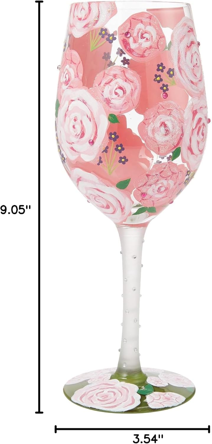 Enesco Lolita Designs Pretty as a Peony Floral Hand-Painted Artisan Wine Glass, 15 Ounce, Multicolor - Image 9