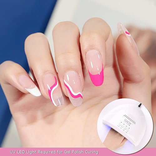 Miniatura 4 de GAOY Esmalte de uñas de gel, 6 colores clásicos, negro, blanco, dorado, plateado para diseño de pintura de uñas con pincel fino, manicura francesa y