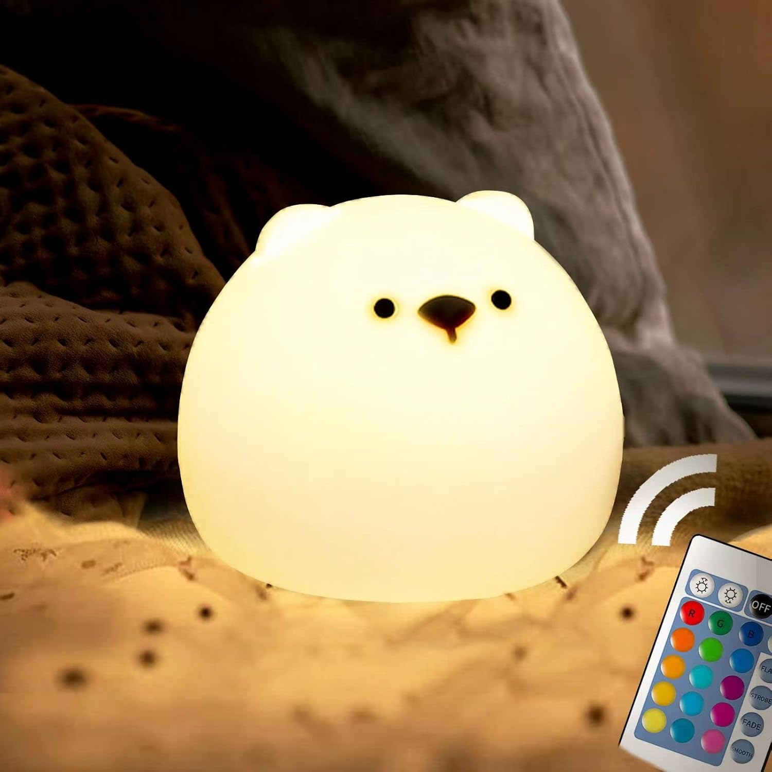 Spteohoc Cute Bear Night Lights, 16 Colors Kids Night
