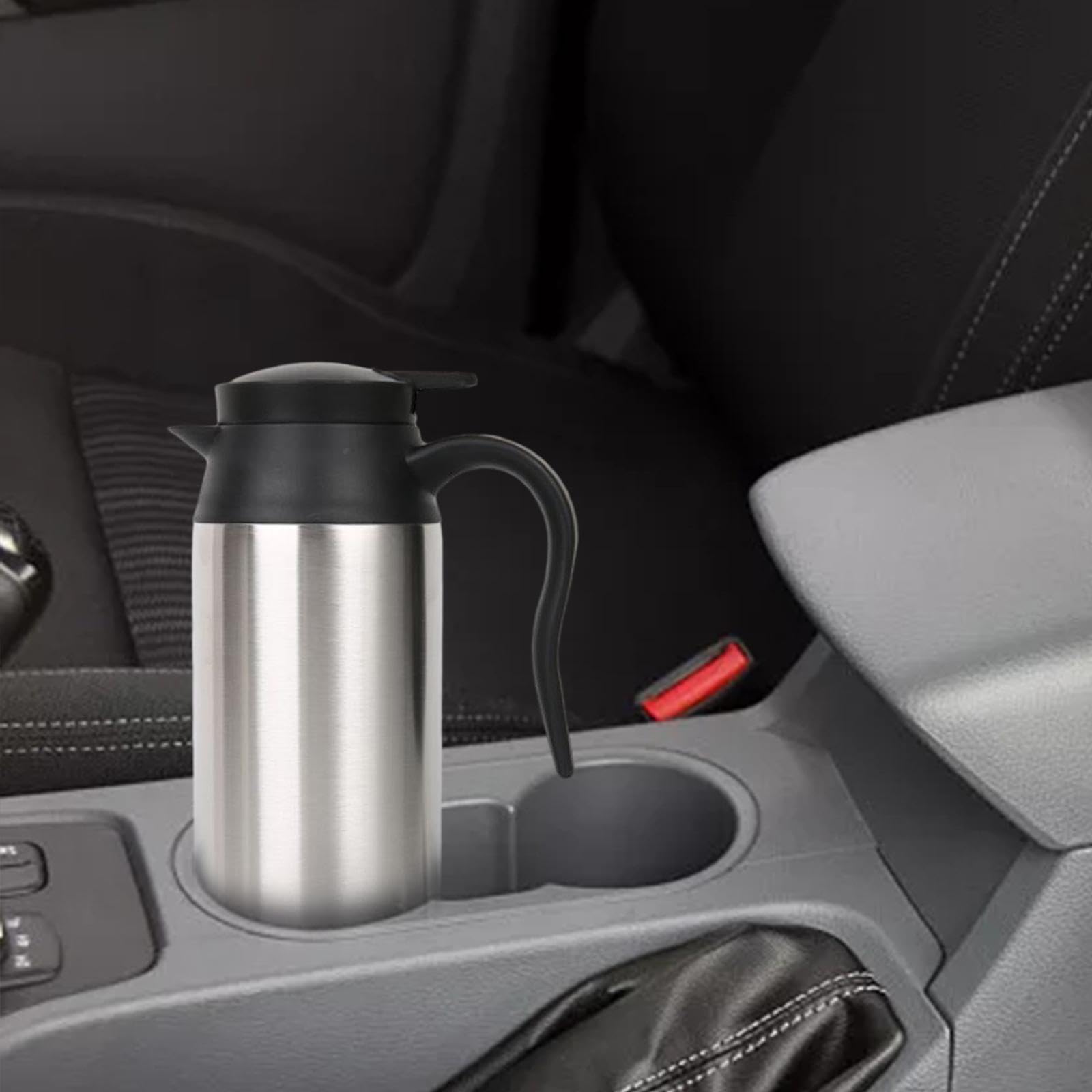Electric Car Kettle Stainless Steel Coffee Warmer Insulated Heated Mug Double Wall Water Heating Cup Truck Heater Kettle for Truck Car, 12V 100W