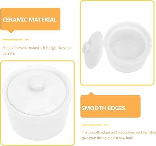 Miniatura 6 de Angoily Olla de cerámica con tapa, tazón de sopa de vapor pequeño, taza de vapor, utensilios de cocina para natillas de huevo, pájaros medicinales