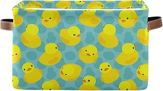 Rectangular Storage Bin Yellow Rubber Duck Basket with Handles - Organizer Bin for Toys, Books, Laundry Basket for Kids/Pets, Playroom
