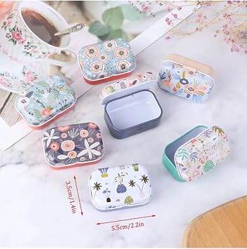 Decorative Mini Metal Box Set, Flower Pattern, 5.5 x 3.5 x 2.5 cm, 1 piece for gift