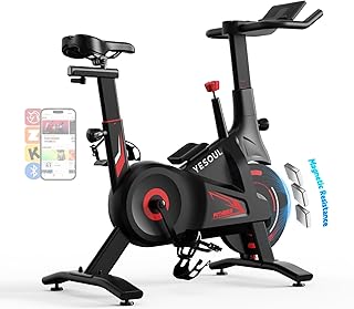 YESOUL Exercise Bike with Exclusive Smart App, Adjustable Magnetic Resistance & 300lbs Capacity, Indoor Stationary Cycling Bike with Stable Triangle Frame, Scenic Rides & Live Classes for Home Workouts