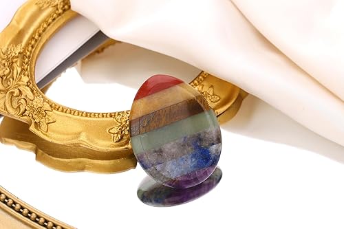 Miniatura 2 de QINJIEJIE Piedra de preocupación para el pulgar para la ansiedad, 7 cristales de chakra, piedras curativas, accesorios de meditación, piedras