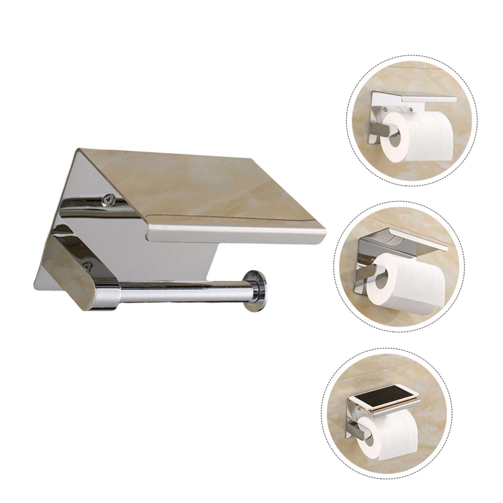 Baluue Portarrollos de Papel Higiénico Multifuncional Estante de Almacenamiento para Baño y Cocina de Acero Inoxidable