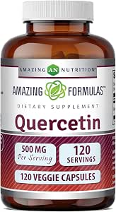 Amazing Formulas Quercetin 500mg 120 Veggie Capsules Supplement - Non-GMO - Gluten Free - Supports Overall Health & Well Being