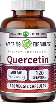 Amazing Formulas Quercetin 500mg 120 Veggie Capsules Supplement - Gluten Free - Supports Overall Health & Well Being