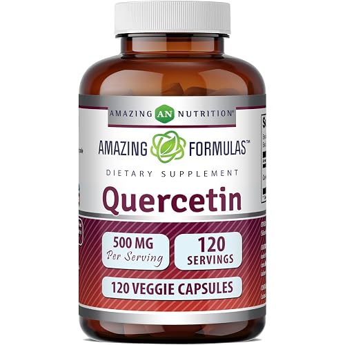 Amazing Formulas Quercetin 500mg 120 Veggie Capsules Supplement - Non-GMO - Gluten Free - Supports Overall Health & Well Being
