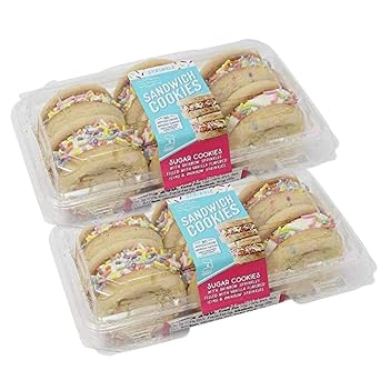 Our Specialty Sugar Sprinkle Sandwich Cookies With Vanilla Icing, Rainbow Sprinkles, Peanut and Tree Nut Free, 2 Packs of 6 Cookies